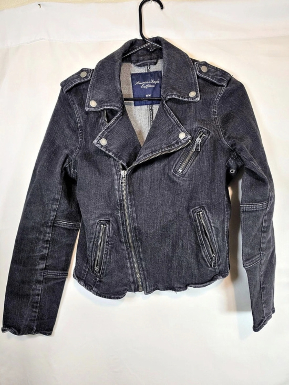 American Eagle Outfitters Black Moto Jacket Size Medium Denim